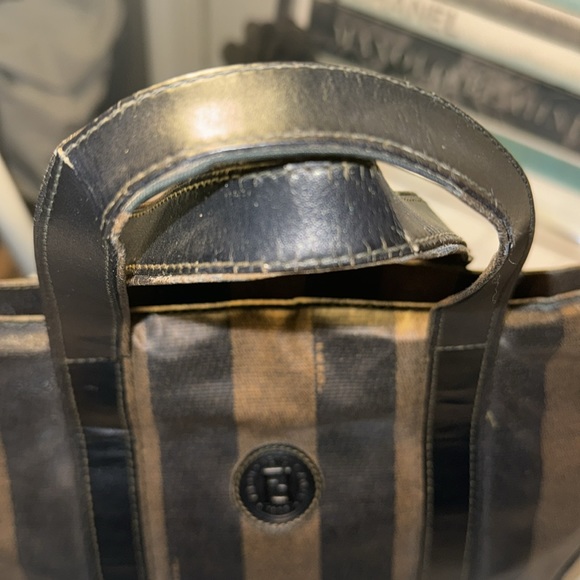 Fendi, Pequin Stripes PVC Handbag Tote 10in x 9in x 7.5in GUC - Picture 12 of 12